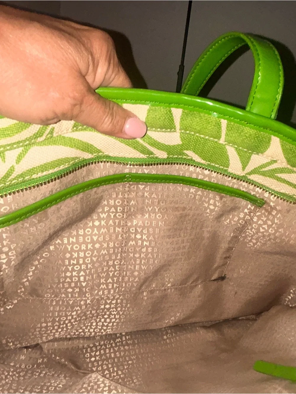 Kate spade Leafy Green and Cream Tote Bag